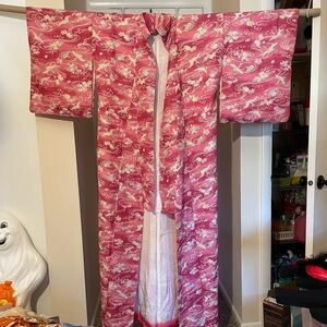 Authentic Pink Japanese Kimono Robe
